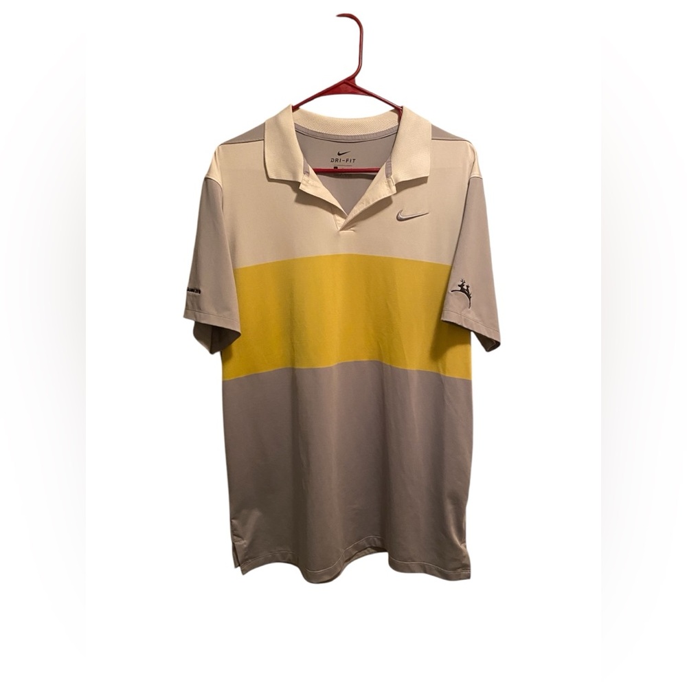 Nike Dri Fit Men's Yellow and Gray Polo. Size L. 2019 Member‎ Guest on sleeve